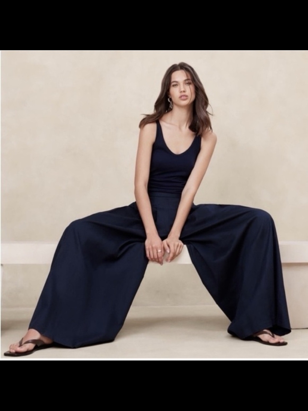 NWT Banana Republic Wide-Leg Navy Palazzo Pants Size 2
